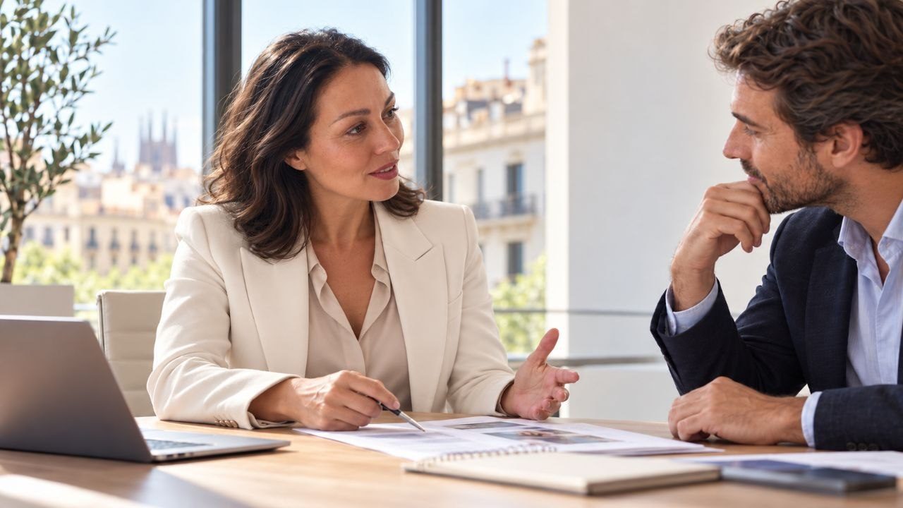 Consulta con AXEN: reunión de trabajo en una mesa con vistas a Barcelona